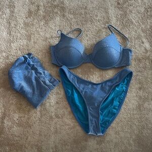 Triangl Blue Sparkly Bikini Set
